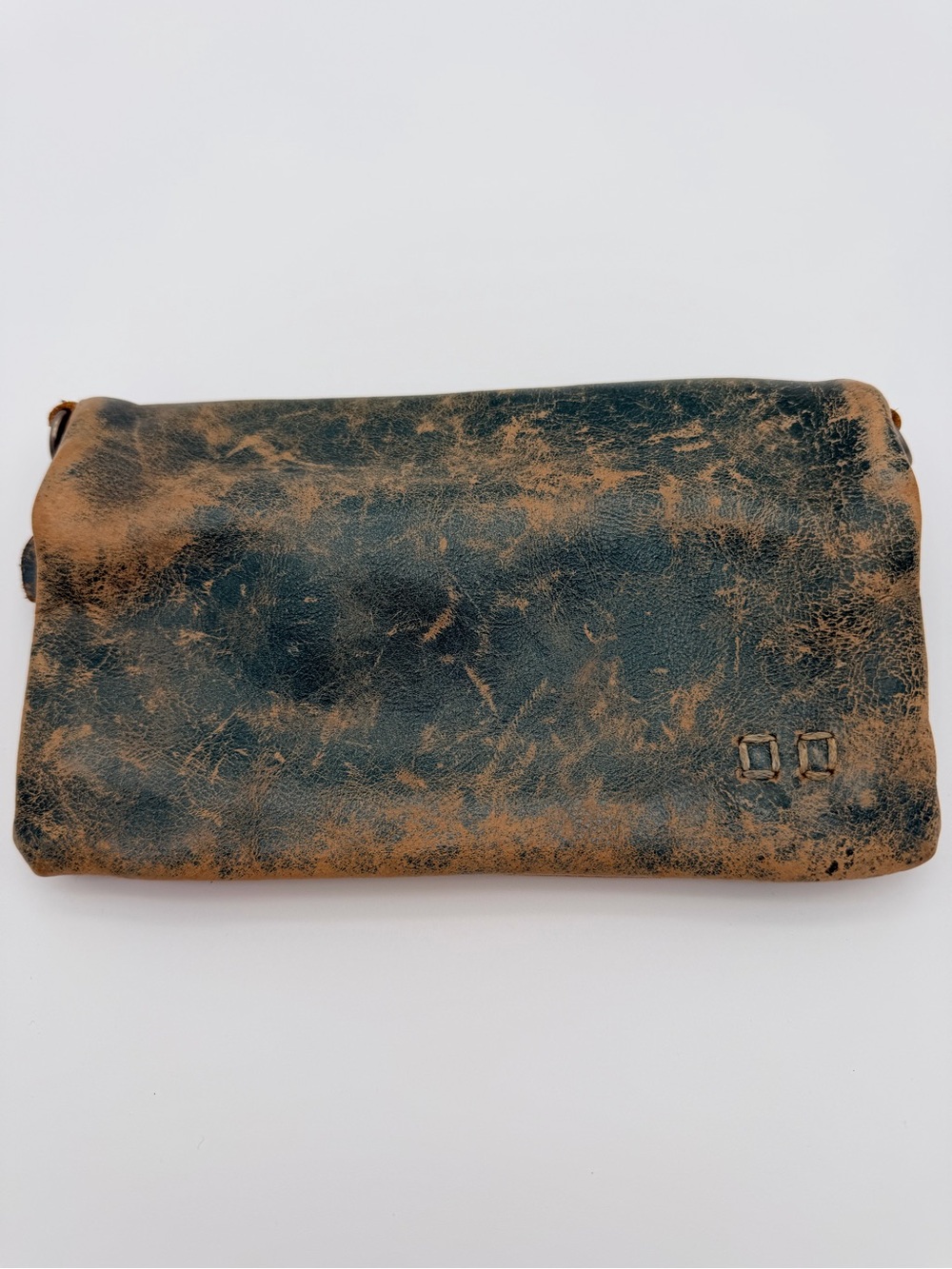 Bed Stu Cadence Two-Tone Green Brown Leather Clutch Wallet Weathered